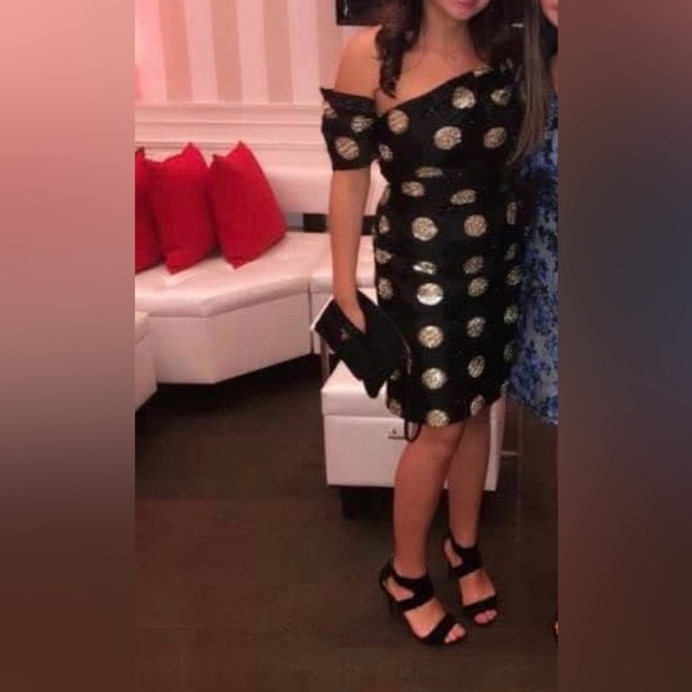 Milly Black Dress with Gold Dots